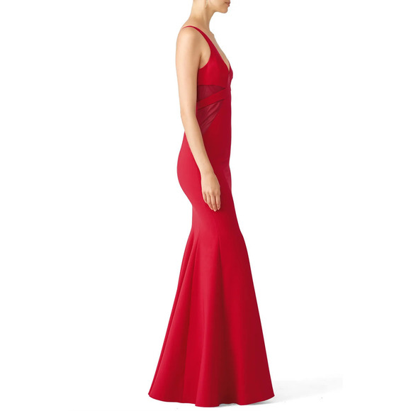 Jay Godfrey Rockefeller Dress Sleeveless V-Neck Evening Gown Maxi Red Size 2 - Picture 3 of 10